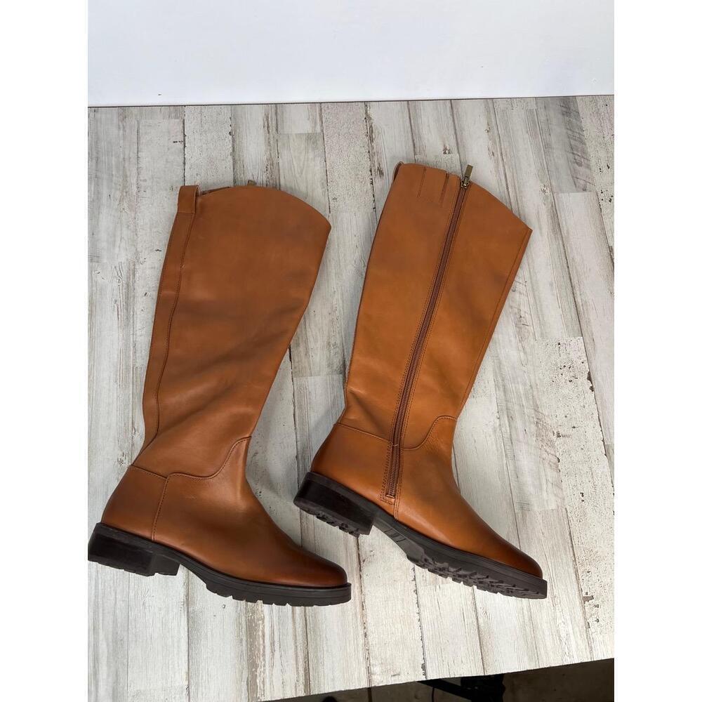 Nordstrom LEA Boots Womens Size 5.5 Tan Riding Knee-High Side Zip Classic - Picture 2 of 10